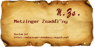 Metzinger Zsadány névjegykártya